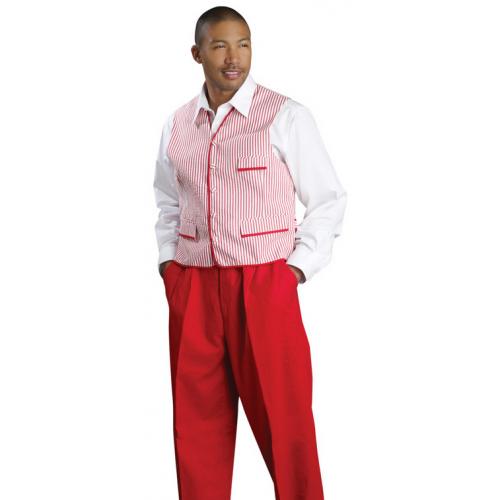 E. J. Samuel Red / White Pinstripes Vest With Matching Pant MV1004